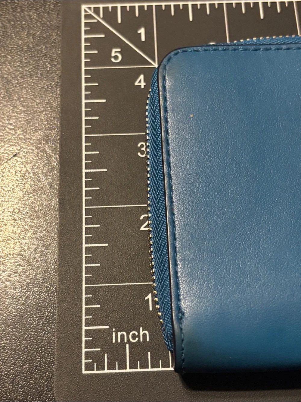 Coach Bright Blue Leather Zip Wristlet with Gold Logo
